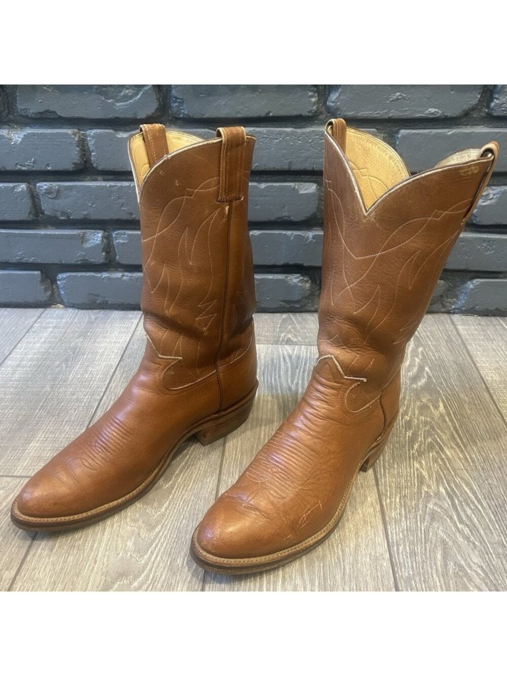 Tony Lama Vintage Gold Label Vibram Sole Western Cowboy Boots Mens 12 D